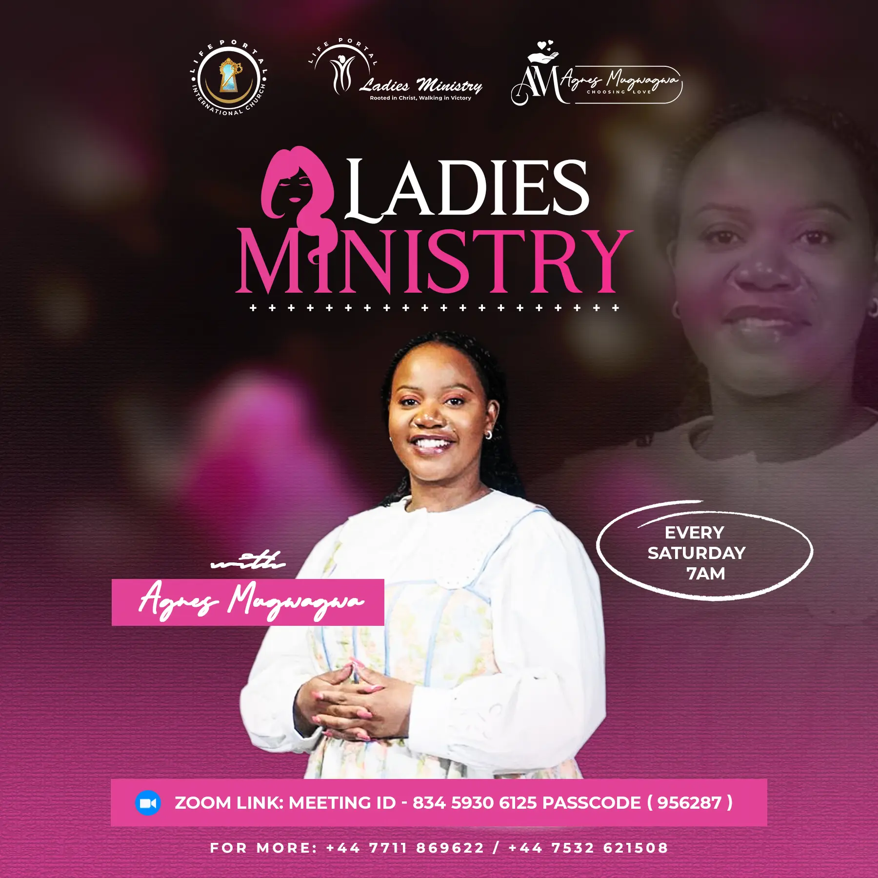 Poster for the Ladies Ministry, rooted in Christ and walking in victory.